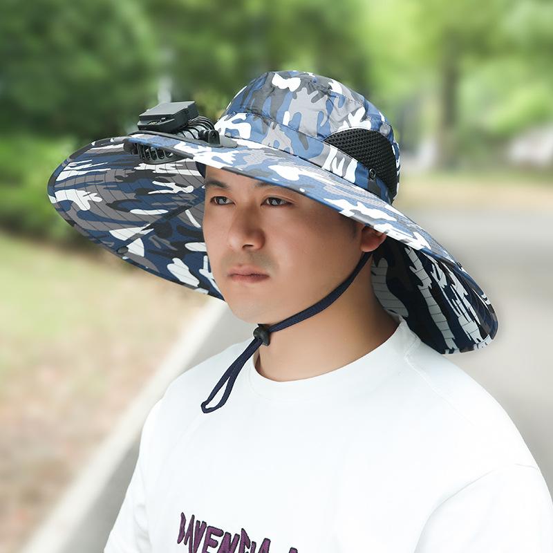 Summer Rechargeable Multi-Fan Hat Pastoral Outdoor Play Work Travel Sunshade Face Shield Wide Brim Sun Hat