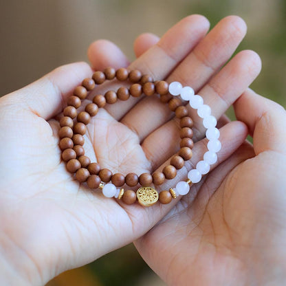 Qingshan Dai Lingyin Milk Fragrance Sandalwood Hetian Running Ring Double Circle Bracelet Ethnic Style Simple Jade Bracelet Couple Style
