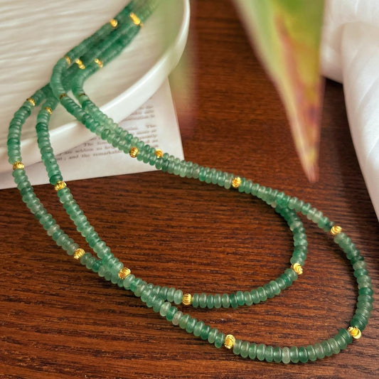 Vintage Natural Dongling Jade UFO Bead Long Necklace with Atmosphere and Multiple Wearing Methods Choker