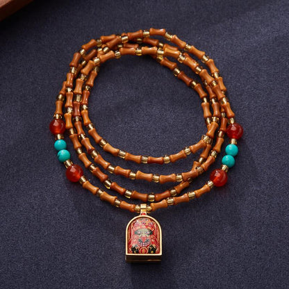 Tibetan Style Zakiram Zodiac Birth Buddha Necklace Thangka Gawu Box New Chinese Style Olive Core Bamboo Knot Pendant