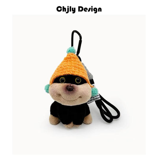 Bee Puppy Backpack with Hat Plush Doll Pendant Bag Pendant Bag Decoration Couple Funny Keychain Doll