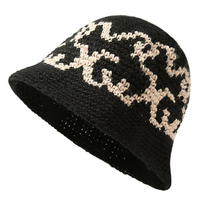 Autumn Winter Versatile Knitted Fisherman Hat for Women Korean Style Ins Fashion Warm Woolen Bucket Hat Retro Artistic Bucket Hat