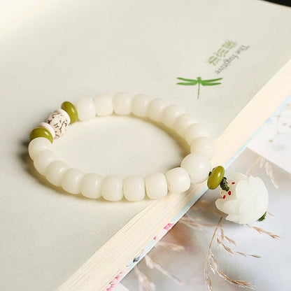 Hainan White Jade Bodhi Single Circle 8*10mm Bracelet Couple Style Buddhist Bead Bracelet Jewelry