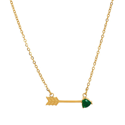 Titanium Steel High Color Retention Twelve Birthstone Necklace Ins12 Birthstone One Arrow Through Heart Pendant Necklace 18K Gold