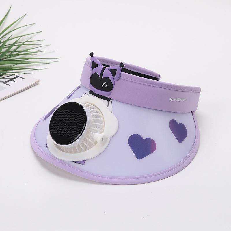 Children's Solar Charging Fan Hat Cartoon Boys and Girls Big Kids Outdoor Summer Sunshade Sun Protection Visor Hat