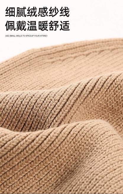 Couple Style Knitted Hat Simple Large Head Circumference Wool Hat Men Korean Version Trendy Cold Hat Autumn Winter Head Wrap Hat