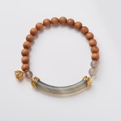 New Chinese Style Milky Fragrance Barbie Sandalwood Bracelet Semi Raw Smoke Purple S925 Silver Chalcedony Agate Double Combination High-end Bracelet