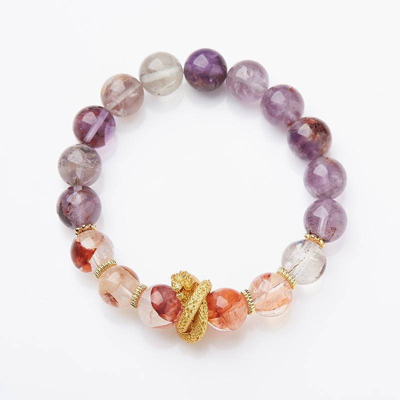 Nine Purple Fire Bracelet for Women Amethyst Purple Phantom Design Crystal Gemstone DIY Bracelet Collection