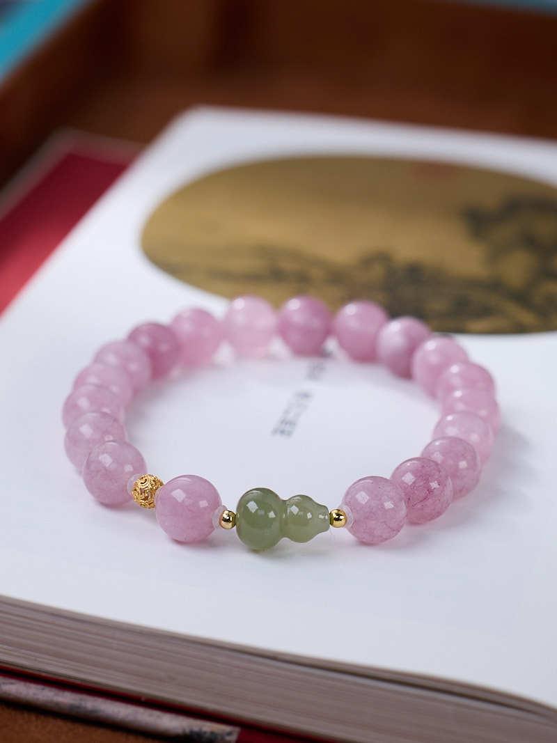 Purple Chalcedony Hetian Jade Gourd Bracelet S925 Silver Curly Grass Pattern Begonia Acacia Bracelet Chinese Style