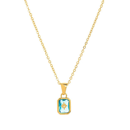 Titanium Steel High Color Retention European and American New North Star Birthstones Necklace 12 Birthday Crystal XINGX Clavicle Pendant Necklace
