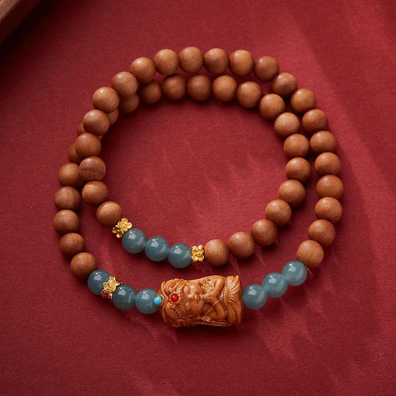 Natural Blue Water Jade Bracelet for Women Zakira Ram Milk Fragrance Barbie Sandalwood Cultural Play Bracelet