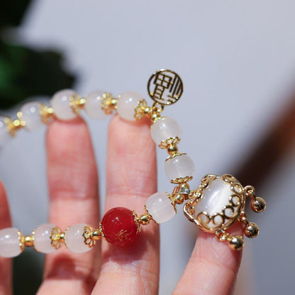 Wealth and Peace Windmill Lock Stress Relief Glass Old Xing Bucket Bead Bracelet Glass Bead Bracelet for Friends