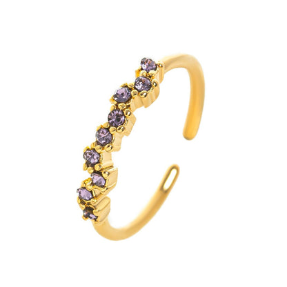 Titanium Steel European and American Style Colorful Zircon December Birthstone Ring Plain Band Ring December Birthstone Color Retention