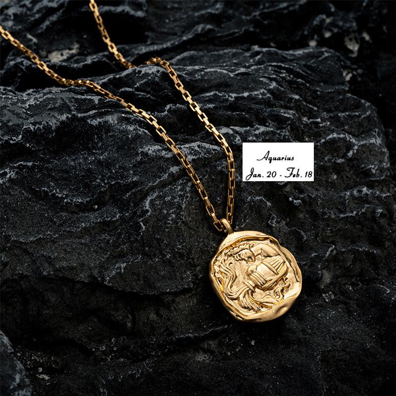 Twelve Constellation Pendant Necklace Furnace Vacuum Electroplating 18k Gold 12 Constellations
