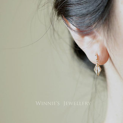 S925 Sterling Silver 14K Gold Plated Earrings Sunlight Radiant Prismatic Simple Elegant Versatile Super Sparkling Zircon Earrings
