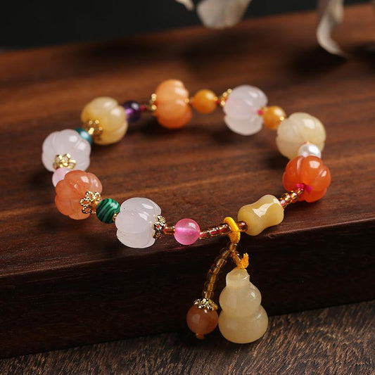 Temple Natural Xinjiang Pumpkin Beads Bracelet Couple Retro Ethnic Style Gourd Pumpkin Jinsi Jade Bracelet