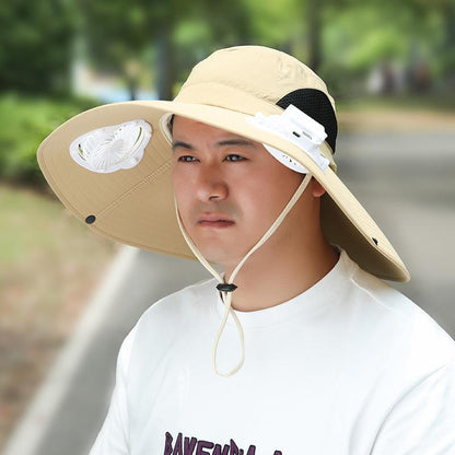 Summer Rechargeable Multi-Fan Hat Pastoral Outdoor Play Work Travel Sunshade Face Shield Wide Brim Sun Hat