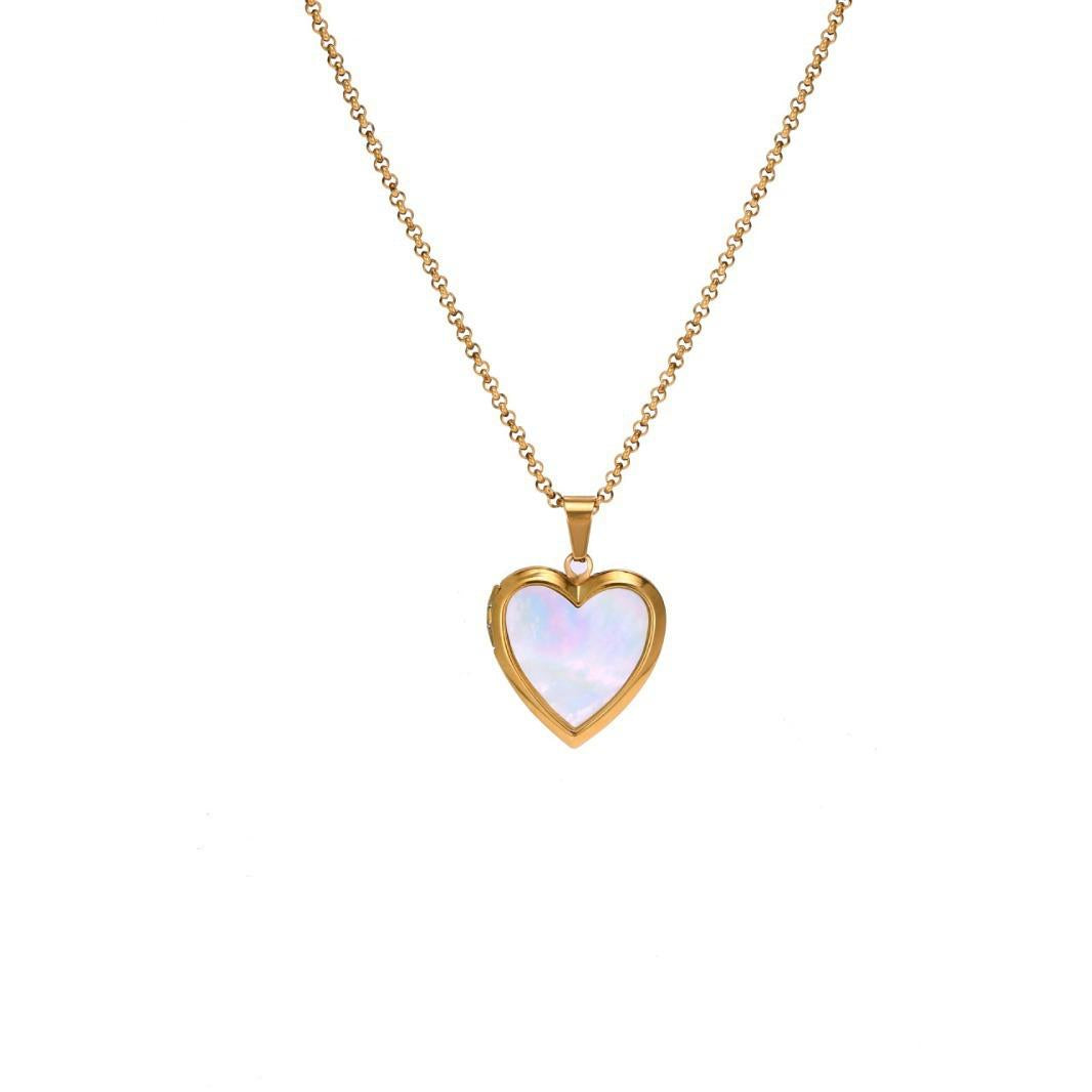 Valentine's Day Design Heart-shaped Pendant Necklace Commemorative Open and Close Heart Pendant Clavicle Chain Copper Plated with 18K Gold