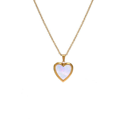 Valentine's Day Design Heart-shaped Pendant Necklace Commemorative Open and Close Heart Pendant Clavicle Chain Copper Plated with 18K Gold