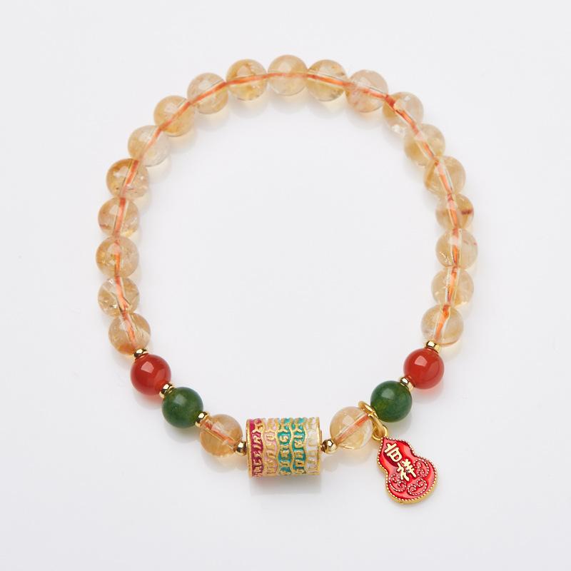 Natural 6MM Yellow Crystal Bracelet for Women Five Strands Auspicious Ruyi Crystal Bracelet High-end Feel Best Friend Gift Wholesale