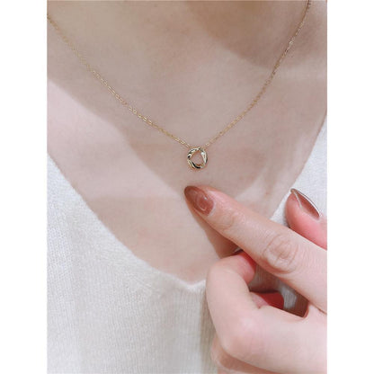 All-over S925 Sterling Silver Gold-plated Necklace for Women Mobius Elegant Versatile Pendant Beautiful Simple Collarbone Chain