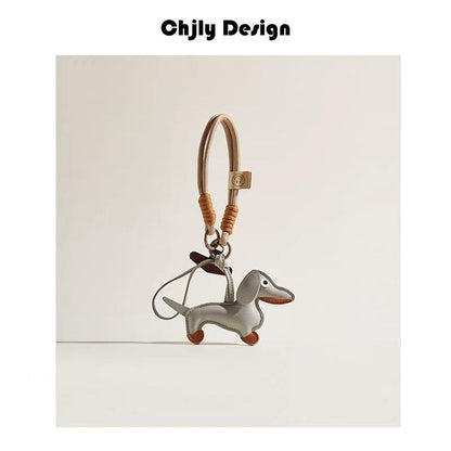 Woven Anti-Lost Short Rope Dachshund Dog Bag Pendant Phone Lanyard Car Keychain Little Pegasus Pendant