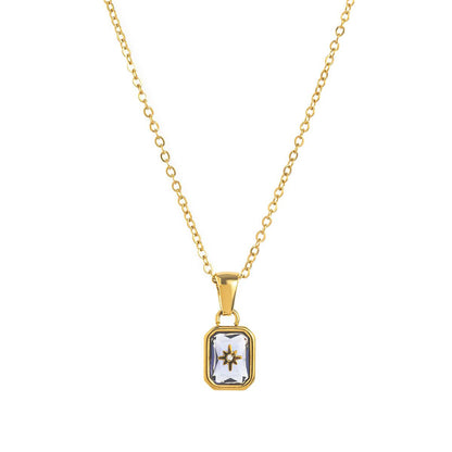 Titanium Steel High Color Retention European and American New North Star Birthstones Necklace 12 Birthday Crystal XINGX Clavicle Pendant Necklace