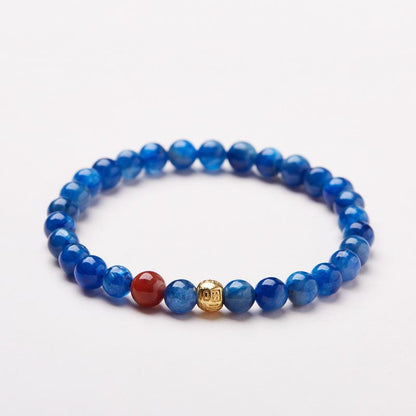 Natural 6MM Kyanite Bracelet for Women S925 Hundred Blessings Mountain Viewing Moon Viewing Bracelet Oil Painting Blue Gemstone Bracelet