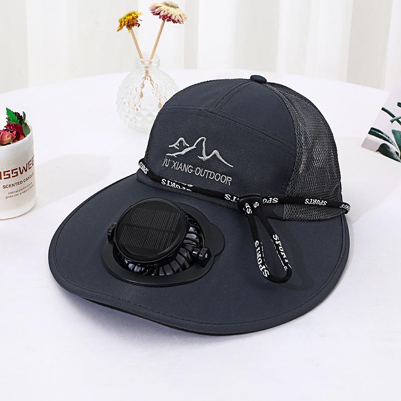 Men's Summer Solar Charging Hat with Fan Fishing Outdoor Sunshade Sun Protection Hat Women's Wide Brim Mesh Hat