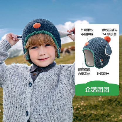 Baby Hat Autumn Winter Children Knitted Hat Ear Protection Baby Cute Girl Scarf Gloves Boy New Style