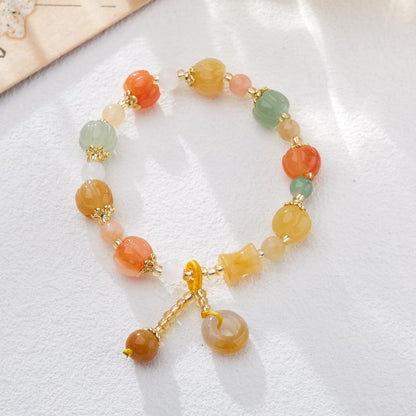 Temple Natural Xinjiang Pumpkin Beads Bracelet Couple Retro Ethnic Style Gourd Pumpkin Jinsi Jade Bracelet