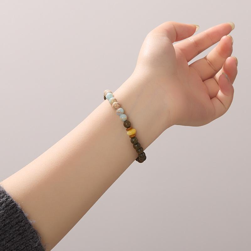 Natural 6MM Green Sandalwood Bracelet Shoushan Stone Buddha Beads Prayer Beads Bracelet New Chinese Style Sandalwood Bracelet