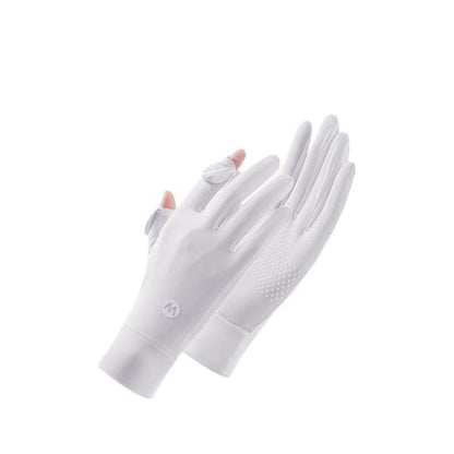 Sun Protection Gloves for Women, Summer Outdoor UV Protection, Anti-Slip Ice Silk, Thin Style for Driving and Cycling