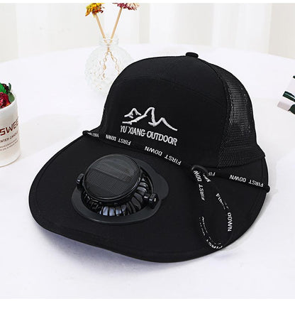 Men's Summer Solar Charging Hat with Fan Fishing Outdoor Sunshade Sun Protection Hat Women's Wide Brim Mesh Hat
