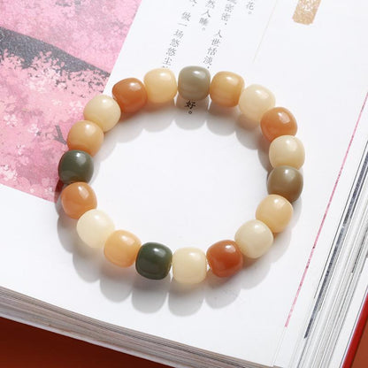 Hainan White Jade Bodhi Single Circle 8*10mm Bracelet Couple Style Buddhist Bead Bracelet Jewelry
