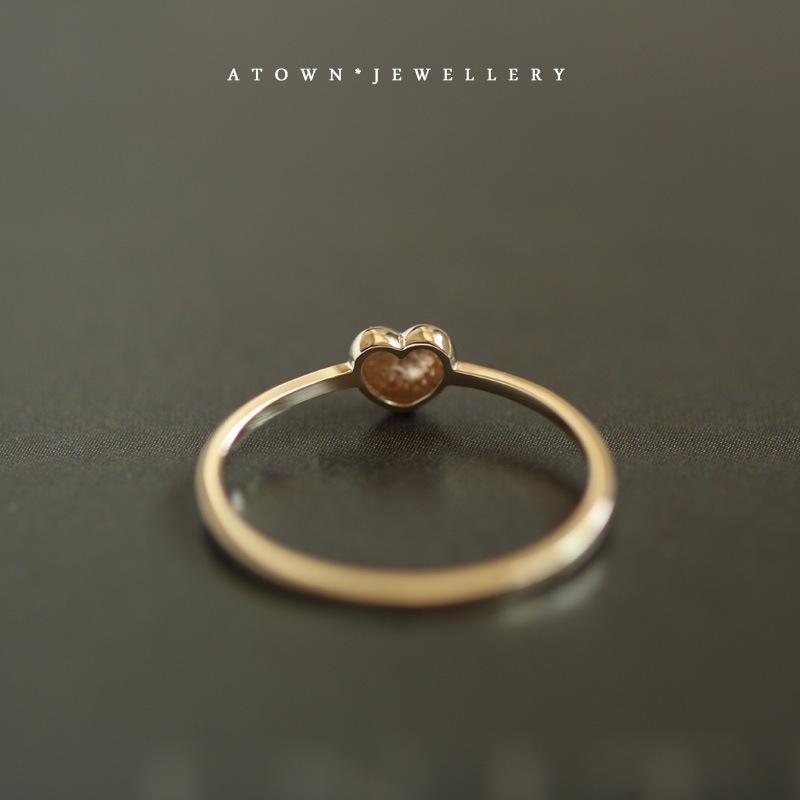 S925 Sterling Silver Plated 14K Gold Small Fat Heart Ring Simple Versatile Super Cute Lovely Thin Heart Ring
