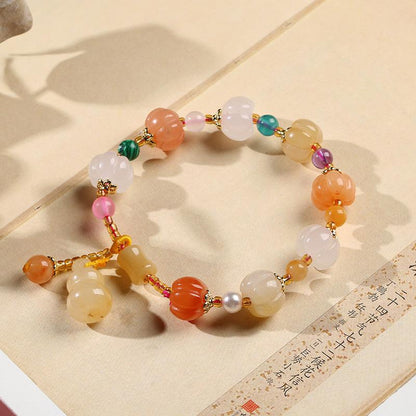 Temple Natural Xinjiang Pumpkin Beads Bracelet Couple Retro Ethnic Style Gourd Pumpkin Jinsi Jade Bracelet