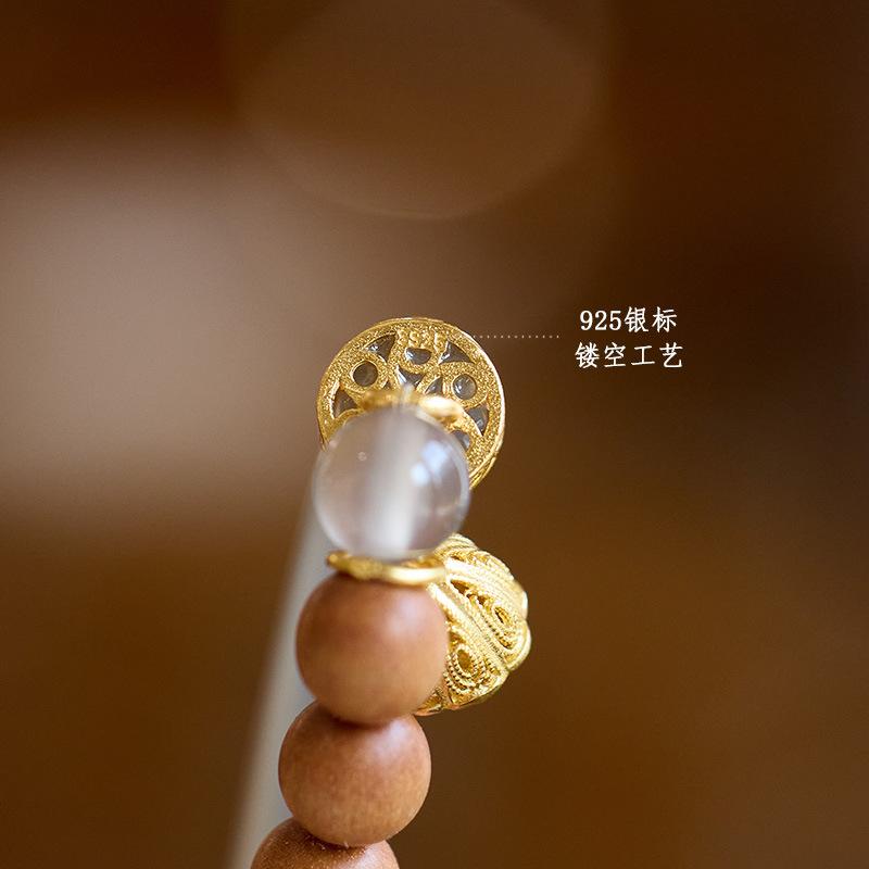 New Chinese Style Milky Fragrance Barbie Sandalwood Bracelet Semi Raw Smoke Purple S925 Silver Chalcedony Agate Double Combination High-end Bracelet