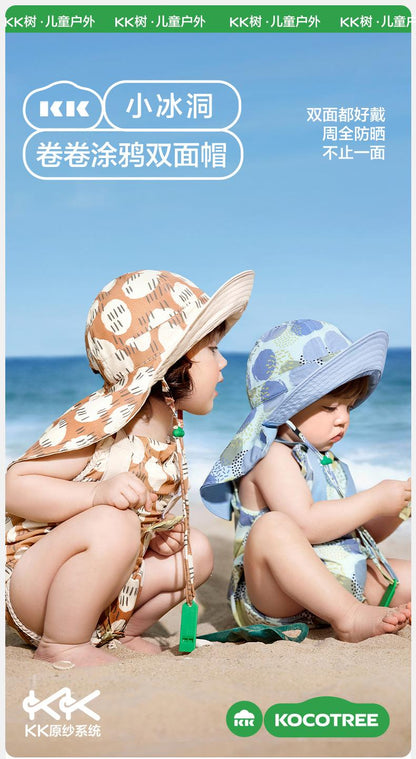 KK Tree Baby Sun Hat Spring and Autumn Style Baby Sun Hat Boys and Girls Big Brim Sun Hat 2025 New Style