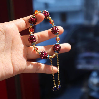 National Style Natural Garnet Simple Women's Garnet Bracelet with Tianhe Stone Cloisonné Accessories Beaded Bracelet Jewelry