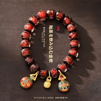 Incense Ash Glazed Bracelet Five-Color Incense Ash Family of Three Perfect Harmony Gold-Devouring Beast Palace Bracelet