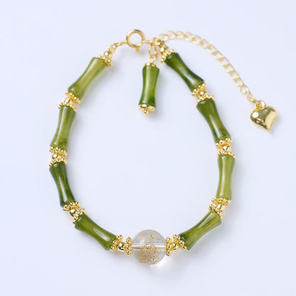 Chinese Style New Bamboo Knot Bracelet Agate Heart Sutra Crystal Bead Bracelet Simple Ethnic Style Good Luck Couple Gift Jewelry