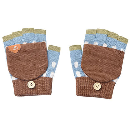 Children's Gloves Winter Boys Girls Half Finger Five Finger Flip Cover Warm Primary School Students Writing Special Class A Autumn