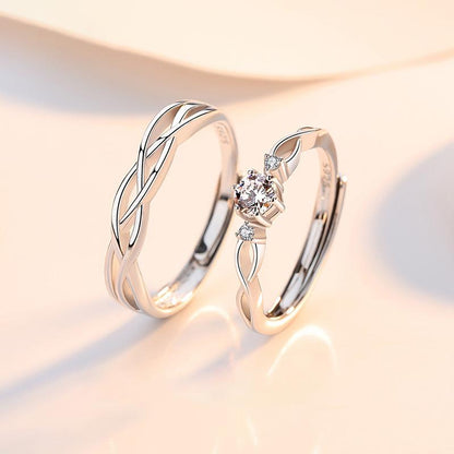 Couple Rings S925 Sterling Silver Pair of Rings Light Luxury High-end Feel Proposal Diamond Ring 520 Gift for Boyfriend and Girlfriend