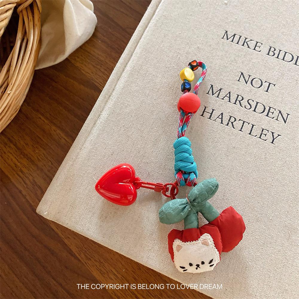 New Cartoon Doll Heart-shaped Lanyard Hanging Ornament Sweet Cute Keychain Bag Pendant Adjustable Lanyard