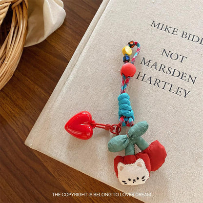 New Cartoon Doll Heart-shaped Lanyard Hanging Ornament Sweet Cute Keychain Bag Pendant Adjustable Lanyard