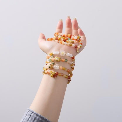 Natural 6MM Gold Silk Jade Bracelet for Women New Chinese Style Gourd Vintage High-end Jade Bracelet