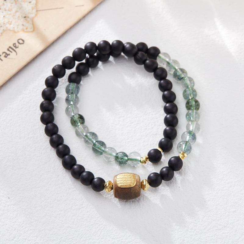 Agarwood Bracelet S925 Silver Five Strands White Crystal Double Circle Bracelet High-end Buddhist Bead Bracelet