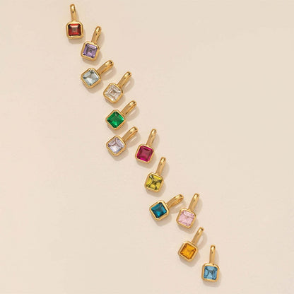 Titanium Steel Color Retention Colorful 12 Birthstone Pendant DIY Accessories Women Twelve Birthstone Cubic Zirconia Pendant Clavicle