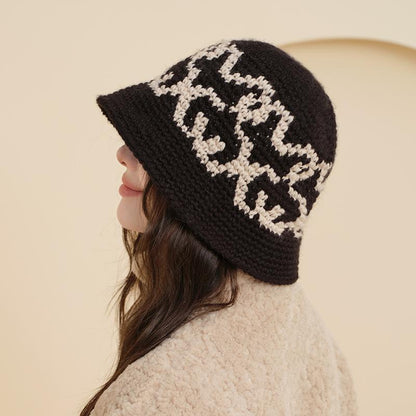 Autumn Winter Versatile Knitted Fisherman Hat for Women Korean Style Ins Fashion Warm Woolen Bucket Hat Retro Artistic Bucket Hat